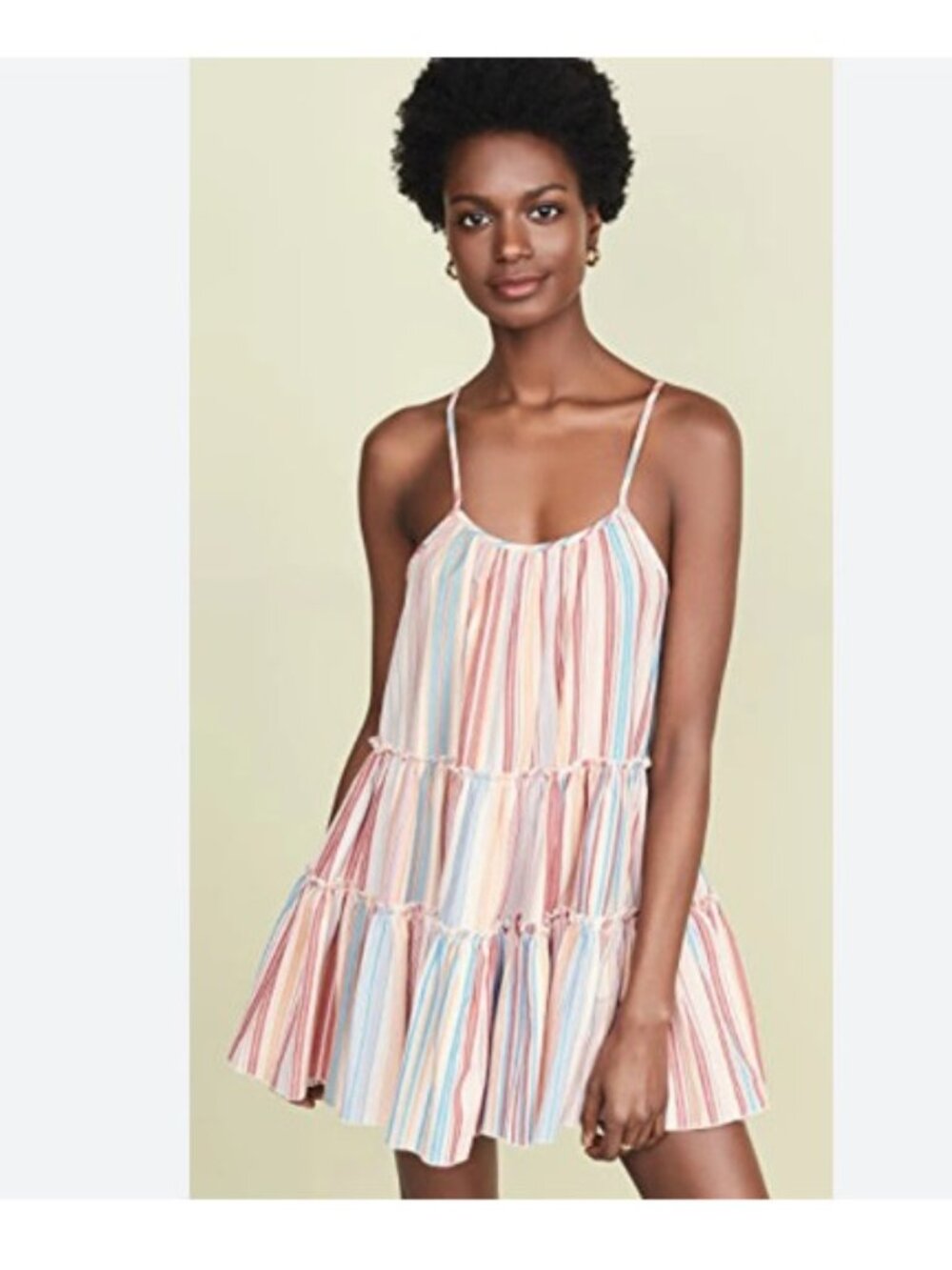 dRA Los Angeles Tiered Sundress Pink White Stripe Womens M Babydoll Mini Lined